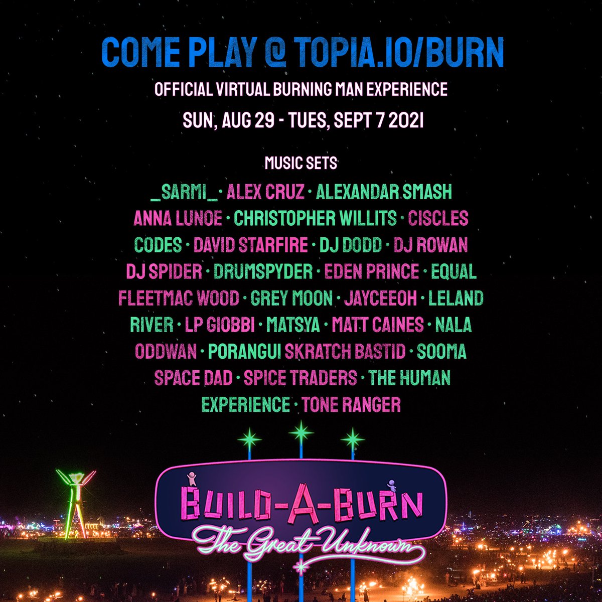 deejayspider's tweet photo. This Friday at 4pm PST Iβll be playing a special DJ set along with some incredible DJs for Build-A-Burn: An Official Virtual Burning Man Experience ππ₯ Here is a link to teleport to the stage Iβll be at https://t.co/ECWStmrXgf
@Topiaio #buildaburn #burningman #virtualburn2021 https://t.co/fTbXAEGPUP