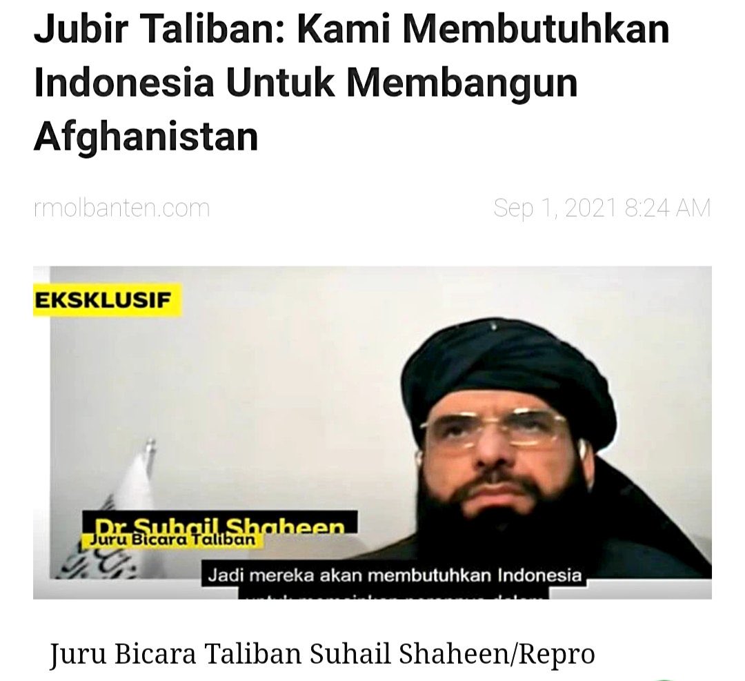 Kesempatan besar bagi Pak JK, Mardani Alisera, Hidayat Nurwahid, Fadli Zon, Tofa Botak dan MS Kaban untuk pindah ke Afganistan membantu dan mewujudkan mimpi taliban.

Kalau Indonesia, kami masih sibuk urus dan bangun negeri sendiri utk sejahterakan rakyat Indonesia.

Monggo pak.!