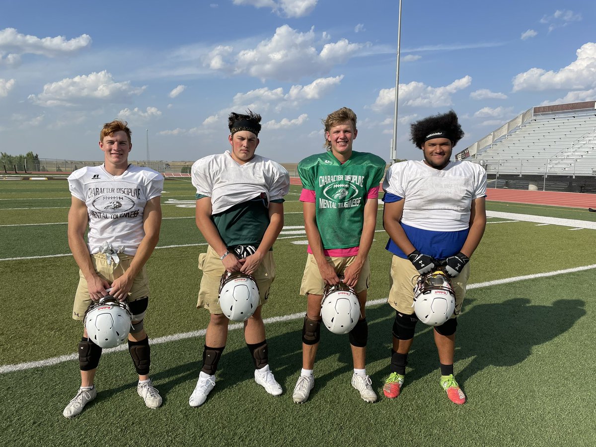 GCBuffsFootball's tweet photo. Congratulations to our 2021 Captains, voted on by their teammates. From left to right, Joel Bellows, Kaden Whitehurst, Caleb Wiese, &amp; Terrell Elliott. #1herd https://t.co/fOnedmMx8G