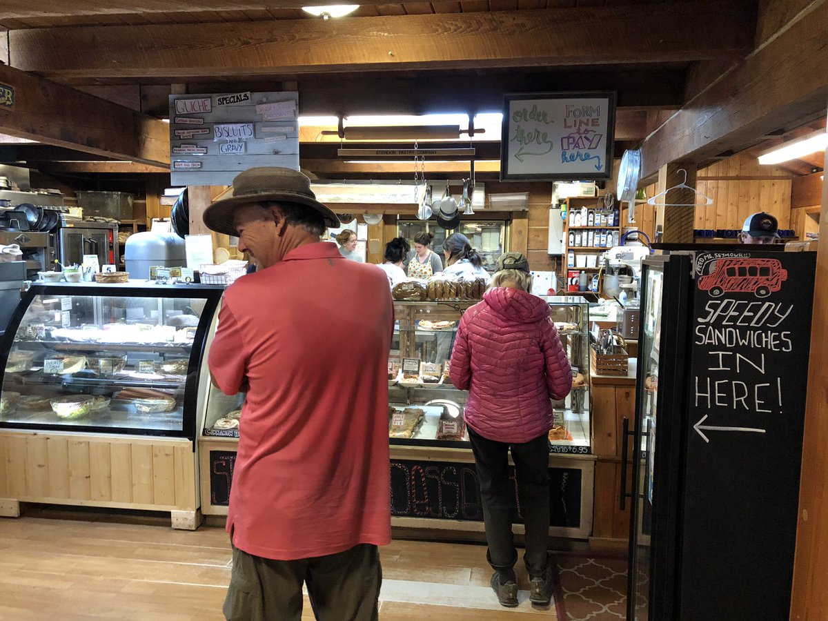 medwards61's tweet photo. After 65 days on the PCT, I have traveled 1,333 miles. The photos are between Stevens Pass and Stehekin in the Glacier Peak Wilderness. (Yes the 3rd photo is the snow I walked through on August 31!) The last is a photo of the wonderful bakery in Stehekin! https://t.co/nDxaFp07zw