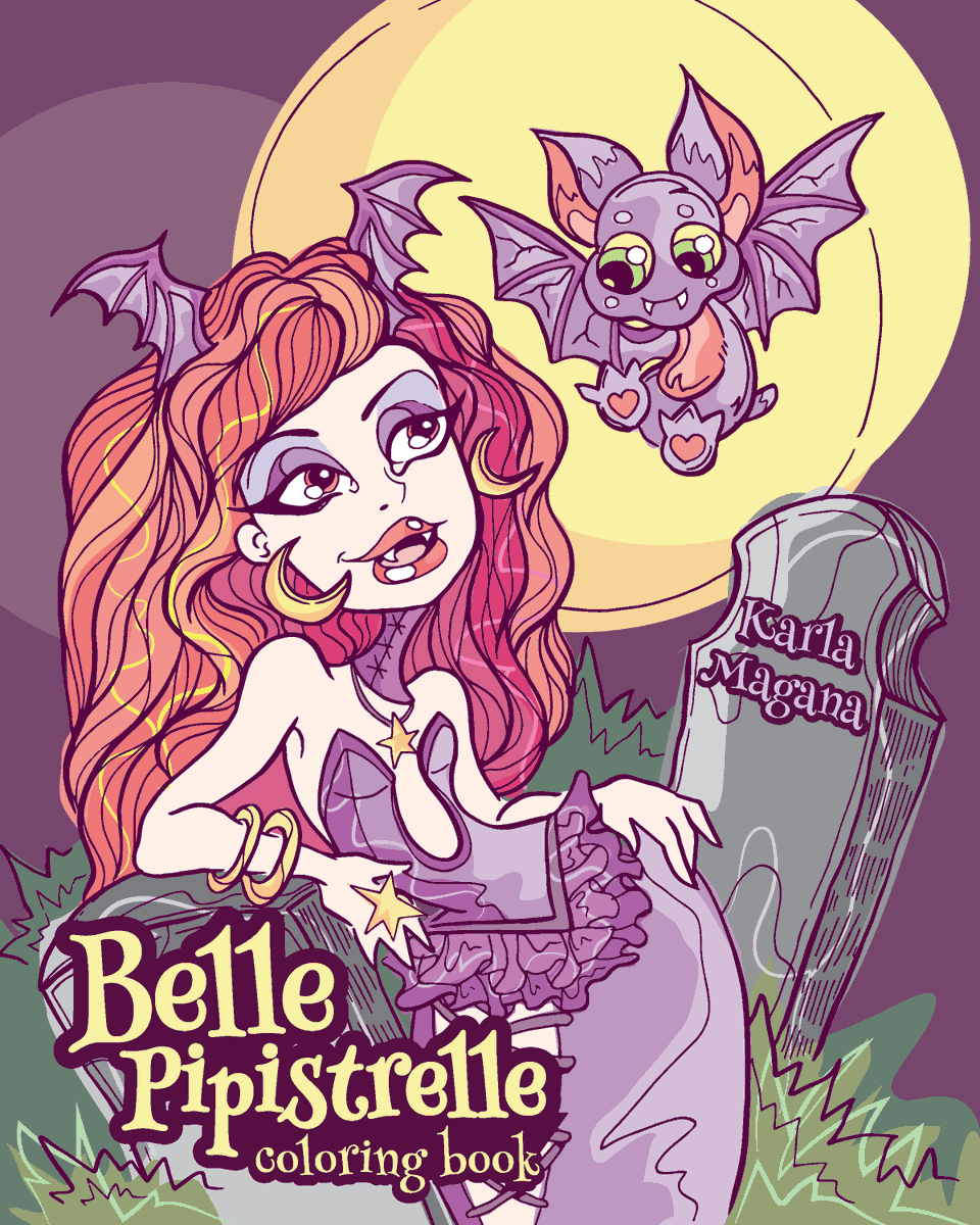 SheEatsCrayons's tweet photo. Late to the twitter party as usual. My latest #coloringbook #BellePipistrelle is now available for your #spookyseason #coloring pleasure. Go get her! 🦇Available in my #etsyshop and on Amazon https://t.co/9p9tYBhan8 https://t.co/oxYhkNTYII