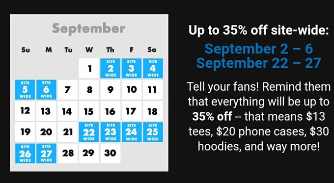 Don't forget there a sale this month, come get your hands on some merch with yours truly on it.  https://t
