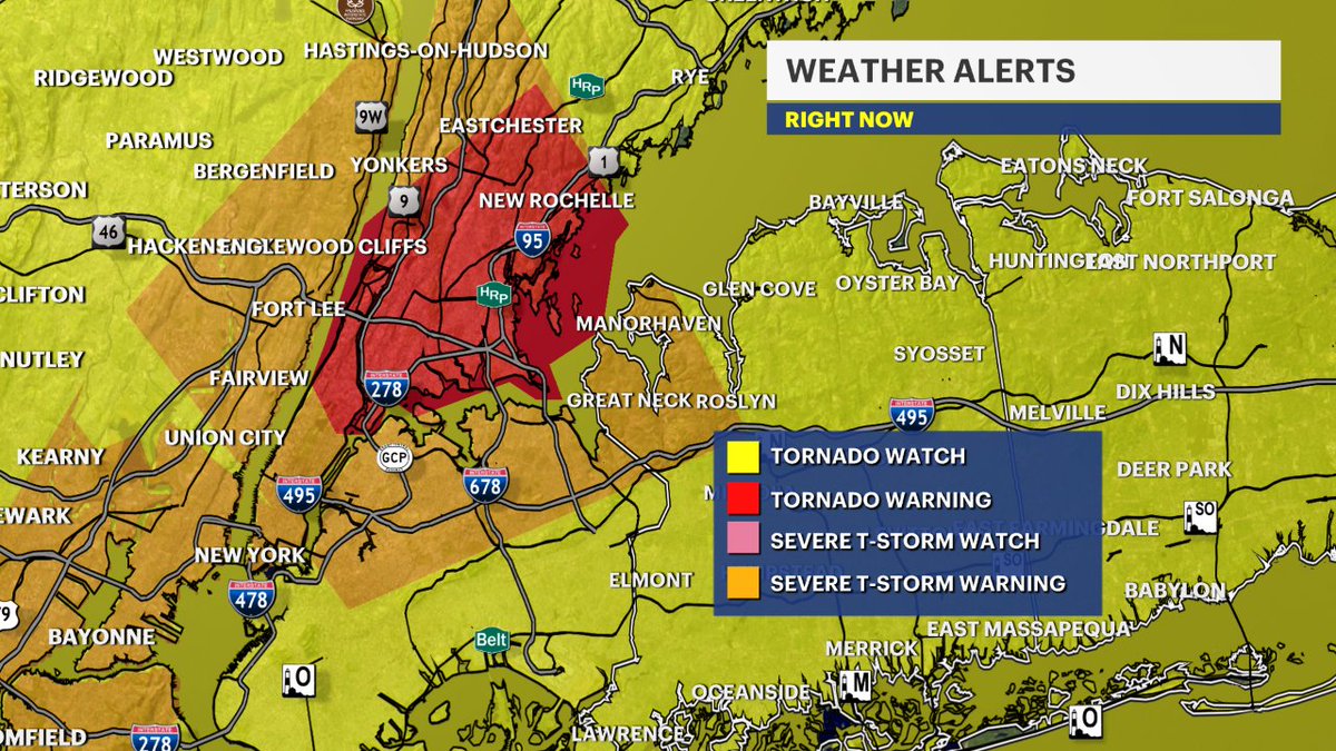 Severe Thunderstorm Warning for Northwestern Nassau County with a Tornado Warning close by in the Bronx. Be alert for Strong damaging winds and torrential rainfall. <a href="/News12LI/">News12LI</a>