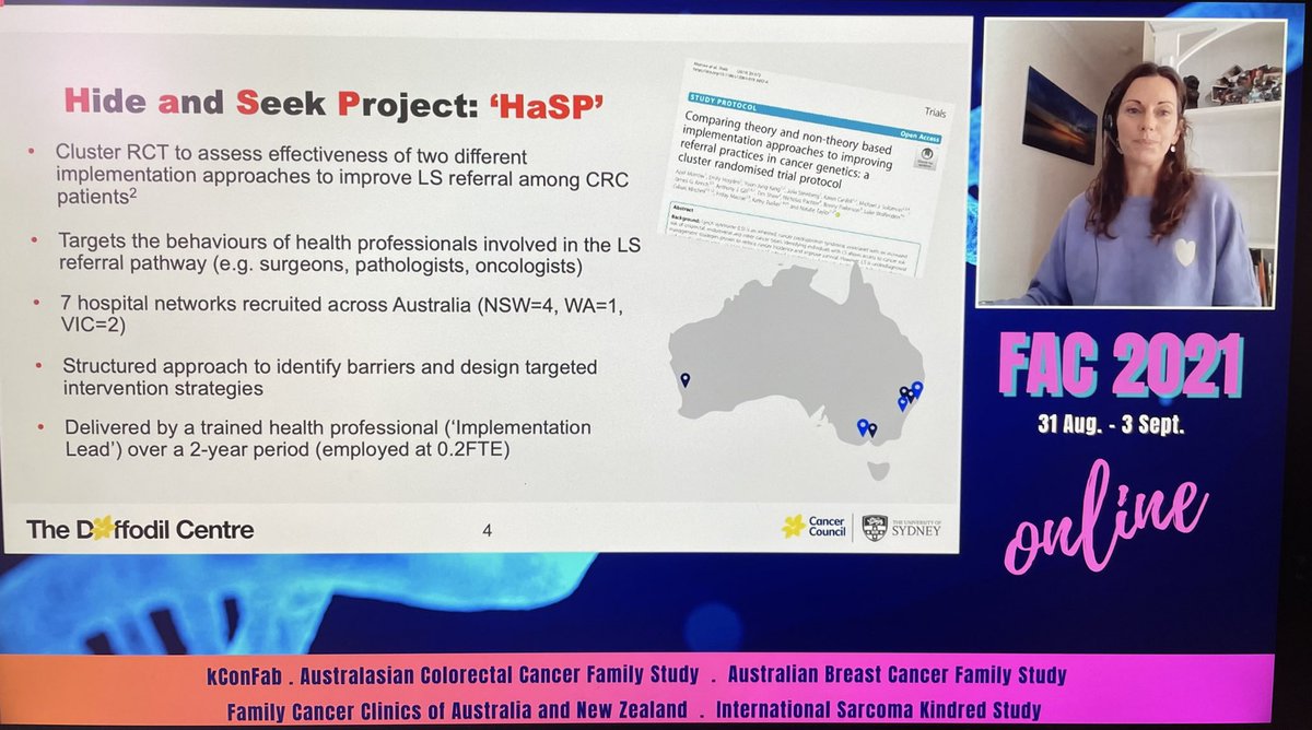 aprillmorrow's tweet photo. ‘The health system is likely to be overwhelmed with low incidence problems as genomic testing becomes business as usual’. Fantastic presentation by Natalie Taylor on the use of implementation science to improve Lynch syndrome referral practices 👏👏👏 @Njt14 #FAC2021 #BIRdE https://t.co/0Ure1gxd52