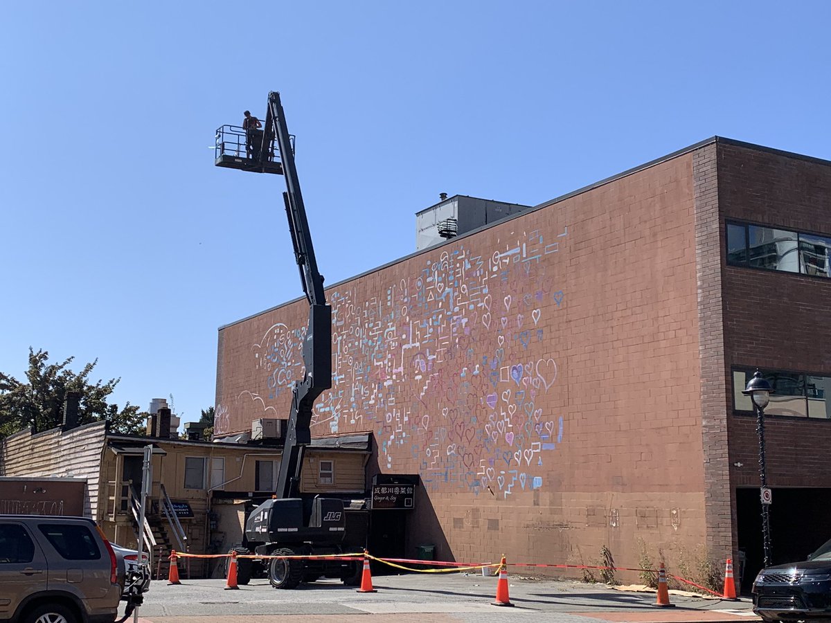 ADBIAwv's tweet photo. The ADBIA is so excited to share the start of these two fabulous murals with a third one starting next week. Thanks so much to our talented artists working on these projects! #heartofambleside #cineplexodeon #ittakesavillagetomakeavillage #westvan #community #adbiawv https://t.co/StGbKbrXfZ