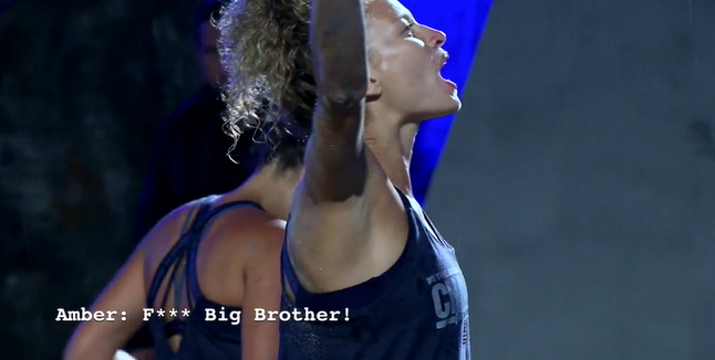 TheAllanAguirre's tweet photo. By yelling the words, "Fuck Big Brother." after pulling off a massive elimination win, Amber has now become the favorite Big Brother of so many Challenge fans. 

#TheChallenge37   #TheChallenge https://t.co/2WbHBlUvXd