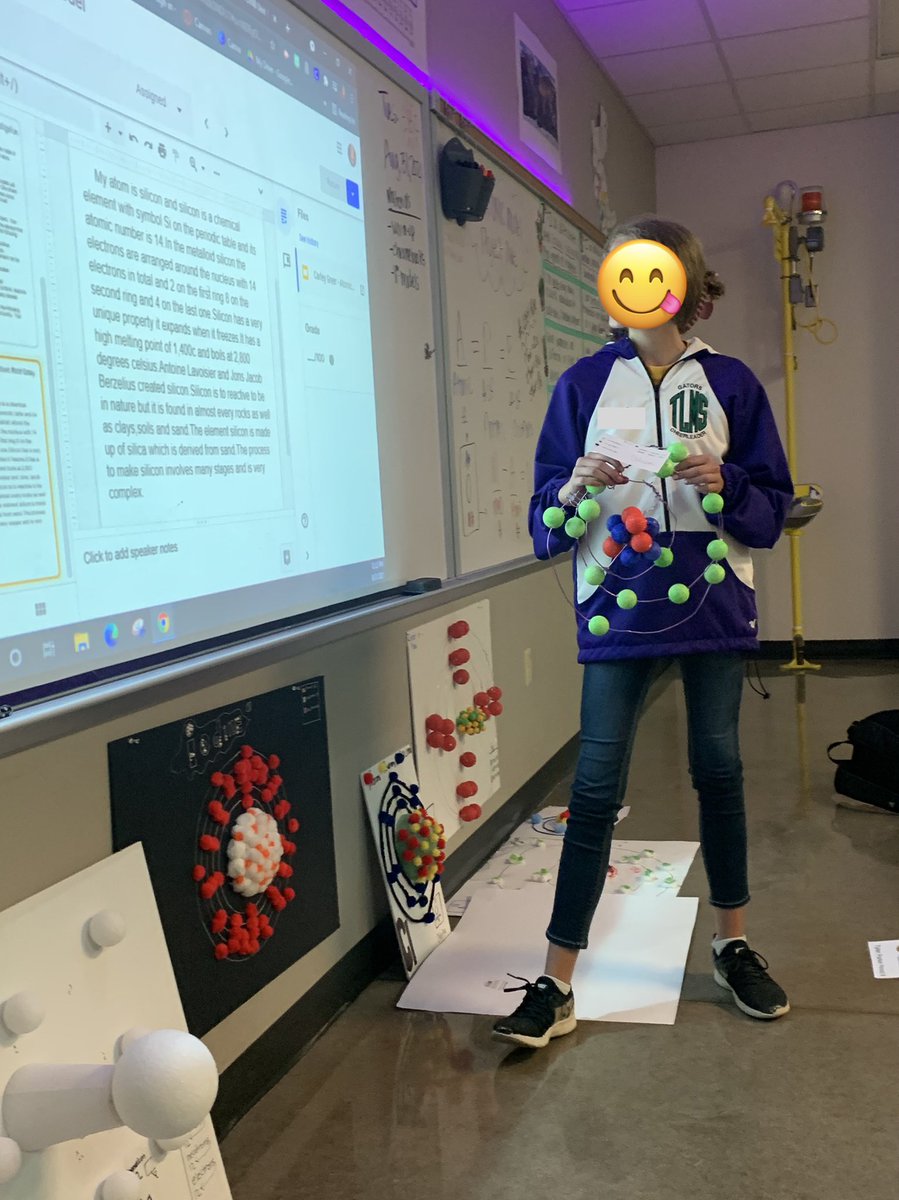 clague_courtney's tweet photo. 8th grade science students designed and presented their atomic models demonstrating their ability to identify the number and location of subatomic particles in a given element #WhatsTheMatter? Everything is!! #Atoms #AtomicModels #8thScience #sciencerules @ThreeLakesTISD https://t.co/5bBHfJDQmY