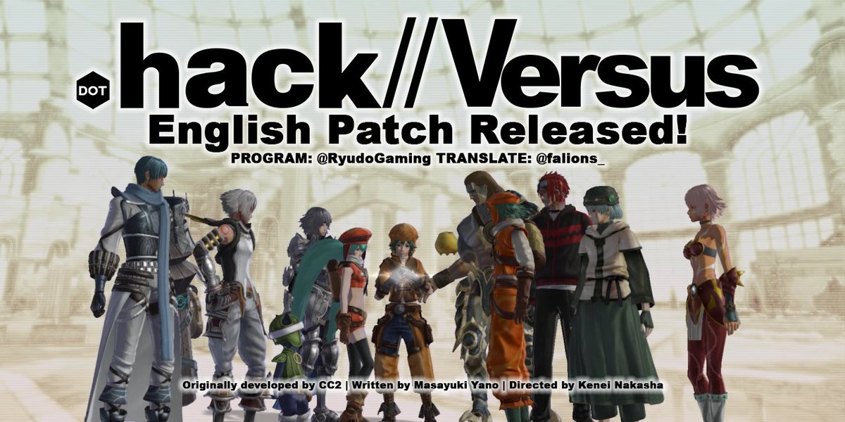 falions_'s tweet image. The .hack//Versus English patch is live NOW at my website complete with an installation guide:
falions.net/translation.ht…

Thanks to @RyudoGaming for programming, and all the volunteers who helped out in its production! 

#dothack #ドットハック