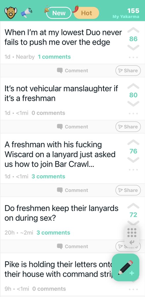 Meanwhile on Madison Yik Yak…