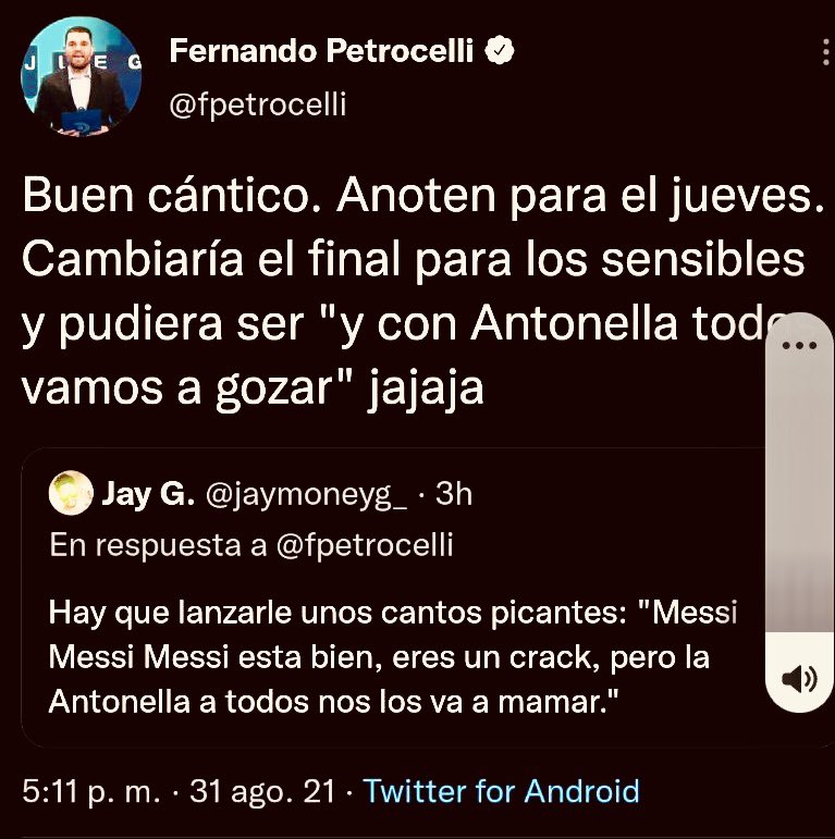 #AHORA designado Fiscal 94 Nacional para solicitar orden de aprehensión e #imputación al sujeto Fernando Petrocelli por los delitos de Violencia Simbólica y Promoción al Odio por discriminación de género: en contra de la ciudadana Antonella Roccuzzo esposa de LIONEL MESSI