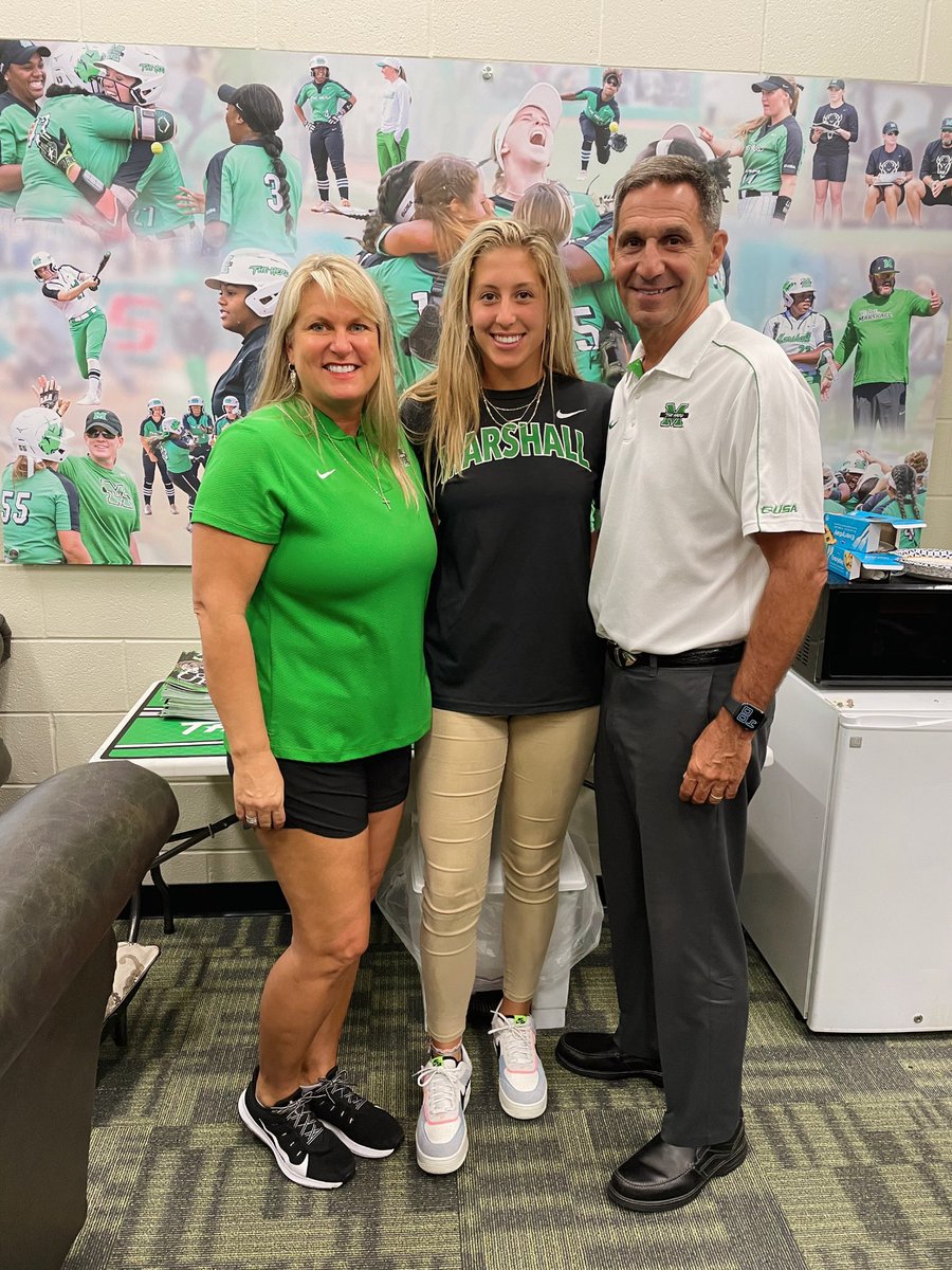I’m so excited to announce that I have committed to play Division 1 softball at Marshall University!!! I can’t thank my family and coaches enough for all the love and support. GO HERD🤍💚 <a href="/coachmegsmith/">Megan Smith Lyon</a> <a href="/Maddie_Holub/">Maddie Holub</a> <a href="/c_lyon22/">Corey Lyon</a> <a href="/ChuckChapman17/">Chuck Chapman</a> @coach_tommy_b <a href="/LalondeSoftball/">Adam LaLonde</a>