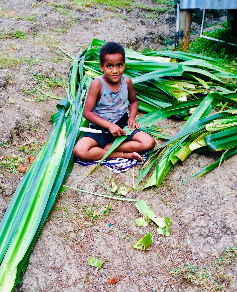 jojirashark's tweet photo. When we woke up this morning this Naitasiri niece of ours was already out and about working on the pandanus leaves she had brought from the farm yesterday.
#NurturingLifeSkills https://t.co/HOCct4rArM