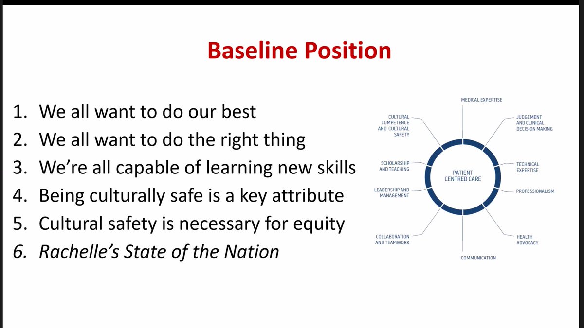 Many, gems from Dr Curtis Walker, current Chair @MedCouncilNZ talking about #CulturalSafety- recommend the recording if you missed it live!

3 highlights-

1. The baseline position. People are not culturally unsafe through malice. But this is a skill that must be *learnt*. 1/3