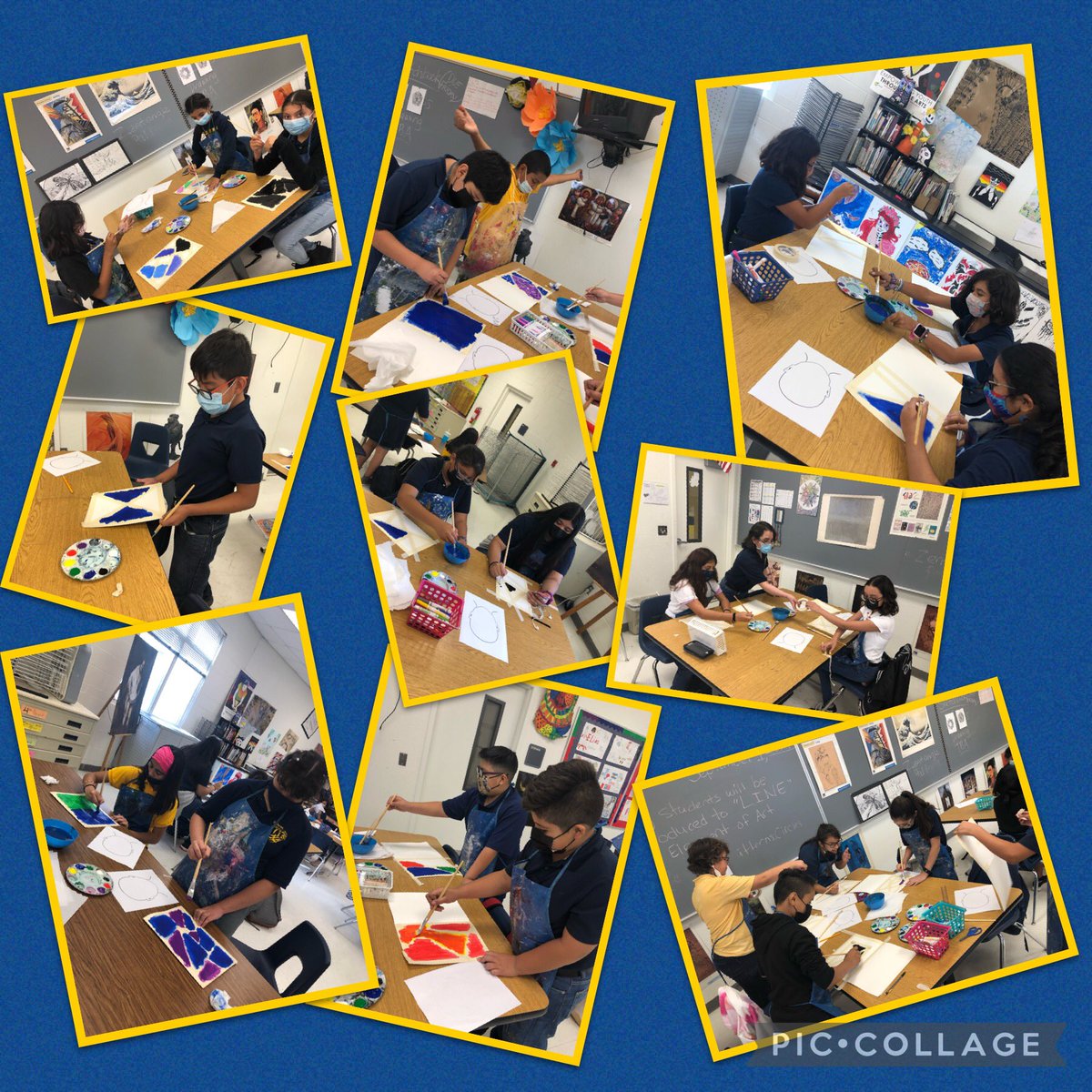 FMS 2021-2022 Art Club Underway!! 🎨🖼 💙💛🐾#AfterSchoolFun #CreativeWildCats @Fabens_Middle @MMontes_FMS @VamosVijil @MGonzal79927