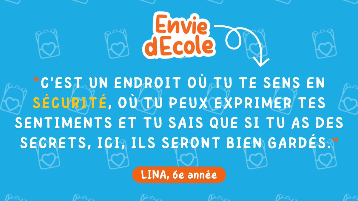 UNICEFBELGIQUE's tweet photo. Voilà pourquoi Lina, qui est en 6e année, a #EnviedEcole ! Qu'en pensez-vous ? 🧐
Saviez-vous qu'une #éducation stable et de qualité est extrêmement importante pour pour la bonne santé mentale des enfants ? En savoir plus 👉 https://t.co/rFc0Vacx0j https://t.co/k2CaO4YU5L