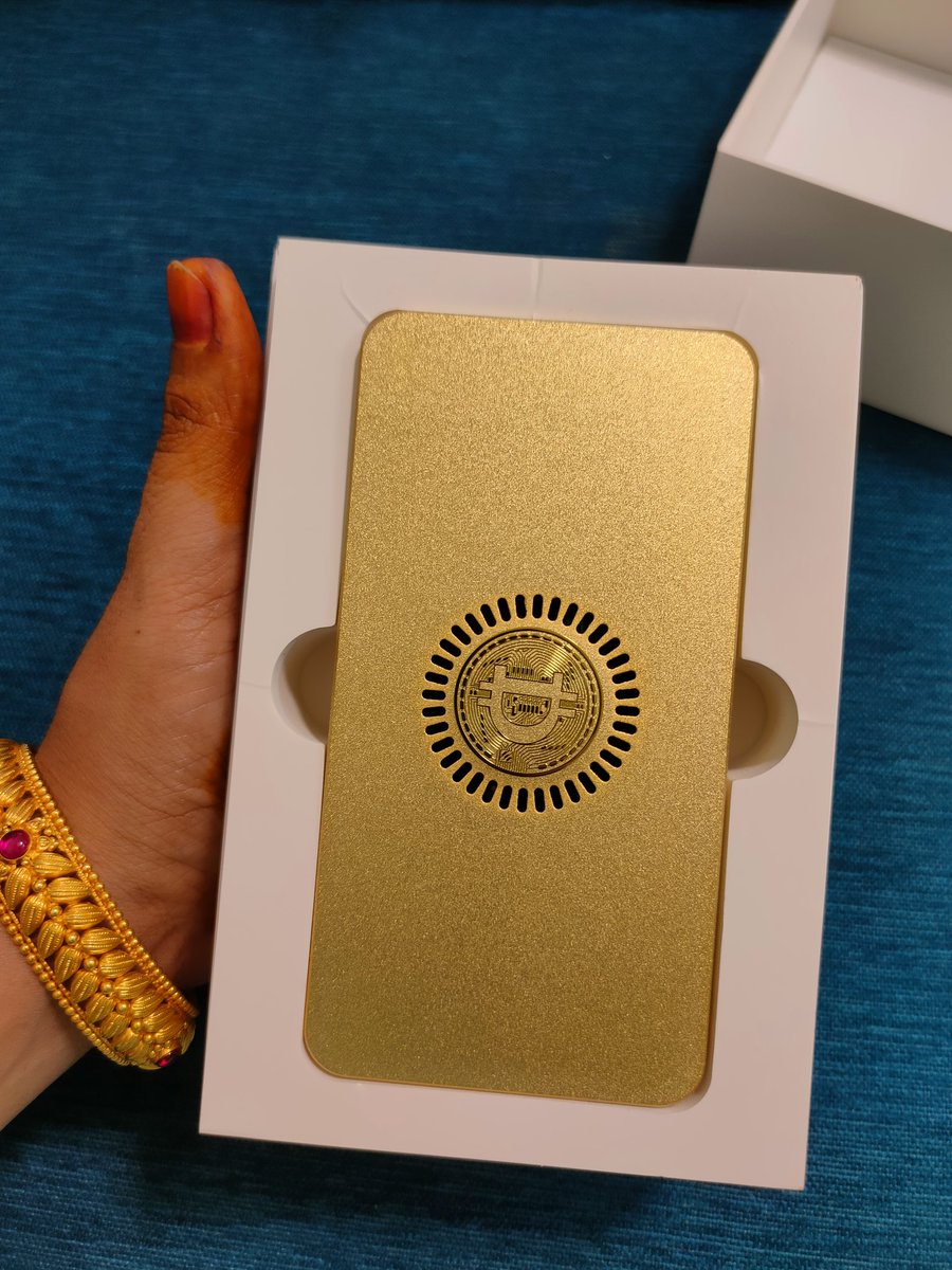 Huh! Finally received my Goldplated Genisisminer by <a href="/deeper_network/">Deeper Network</a> <a href="/helloericma/">Eric Ma</a> . Feels like holding a Golden Brick💎 Eager to setup this and start mining Golden $DPR