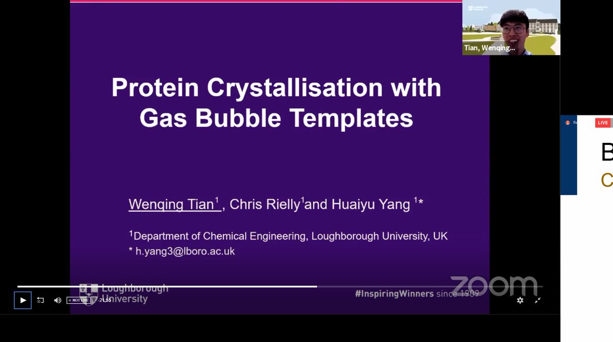 TonyChemE's tweet photo. Really pleasure to give a presentation about our research in "Protein Crystallisation with Gas Bubble Templates" in 21st International Symposium on Industrial Crystallization!! #isic #isic2021 #crystallization https://t.co/6oX0D7k7E4