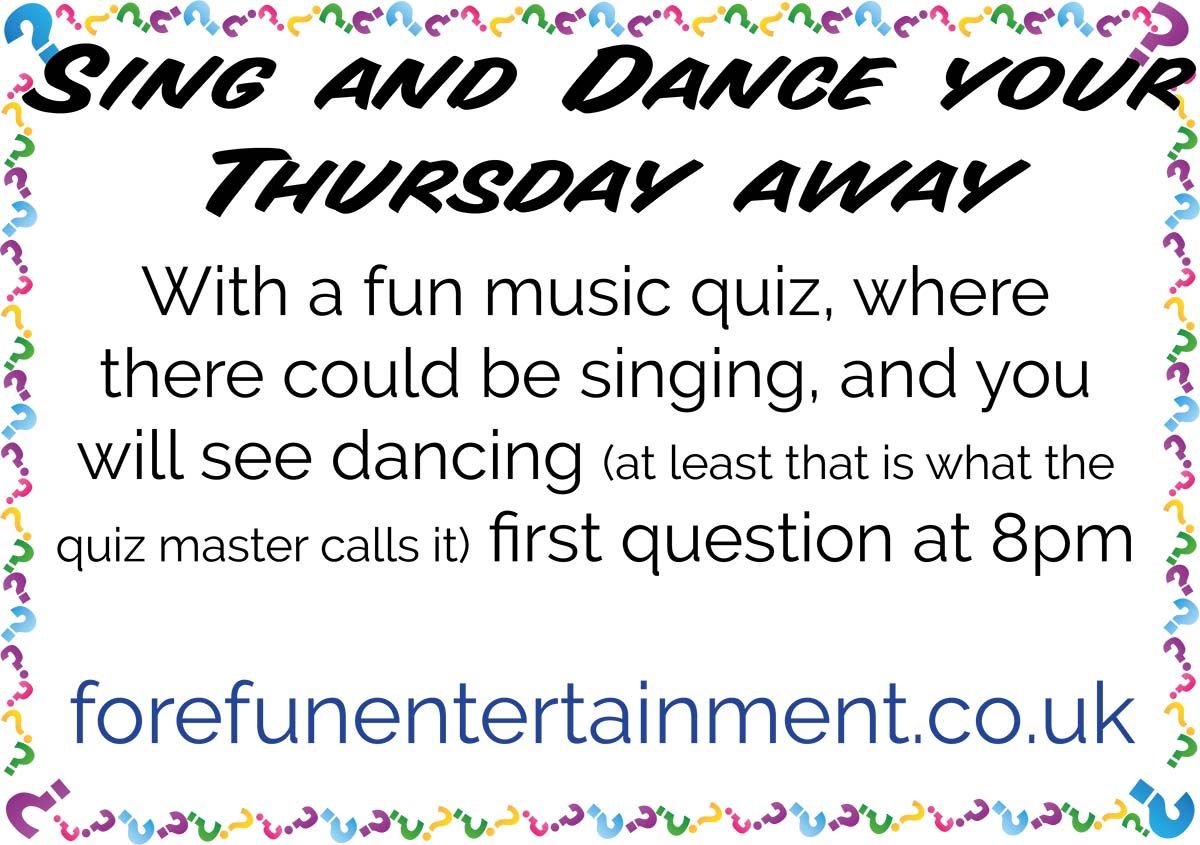 ForeQuizzes's tweet image. Lets all sing and dance the night away (or at least that is what the quiz master says he is doing), with a fun music quiz starting at 8pm.
buff.ly/3sXKhEJ

#foremusic #forefun #foreeveryone