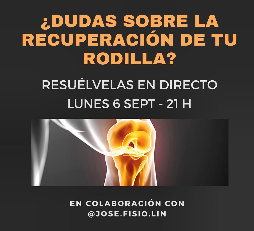 #Pacientes Vamos a hacer un DIRECTO para resolver dudas sobre vuestra lesión de #rodilla 📽
📆📌 Lunes 6 SEP - 21 h desde el IG de <a href="/jose/">Jose Arocha-Saher</a>.fisio.lin que invitará a nuestra CEO @fisiohockey
¡Puedes dejarnos ya tu #pregunta en comentarios!