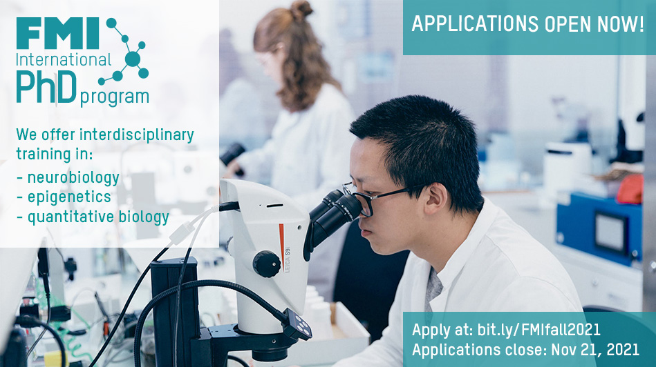 📢 Applications are now open for our #PhD and #MD-PhD programs.
📆 Applications close Nov. 21, 2021 
To apply, visit fmi.ch/education-care…

#AcademicTwitter #AcademicChatter #PhDposition #phdchat
