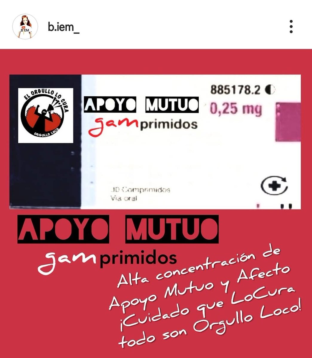 <a href="/OrgulloLocoMad/">Orgullo Loco Madrid</a> ... La única "medicación" que tomo ya POR SALUD MENTAL Y FÍSICA #MeMad