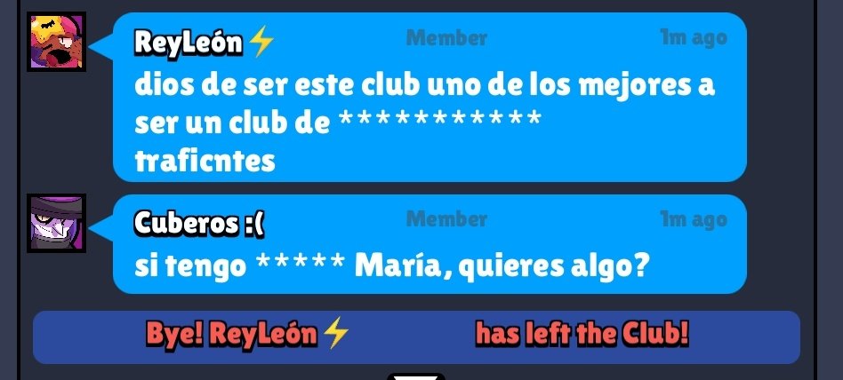 He visto a gente irse del club por perder partidas, que sus compañeros de equipo "sean malos", etc. Pero después de todos estos años, es la primera vez que veo a alguien irse porque "es un club de traficantes" 🤣🤣
No ha dejado claro si es de drogas o de órganos 🤷‍♂️
