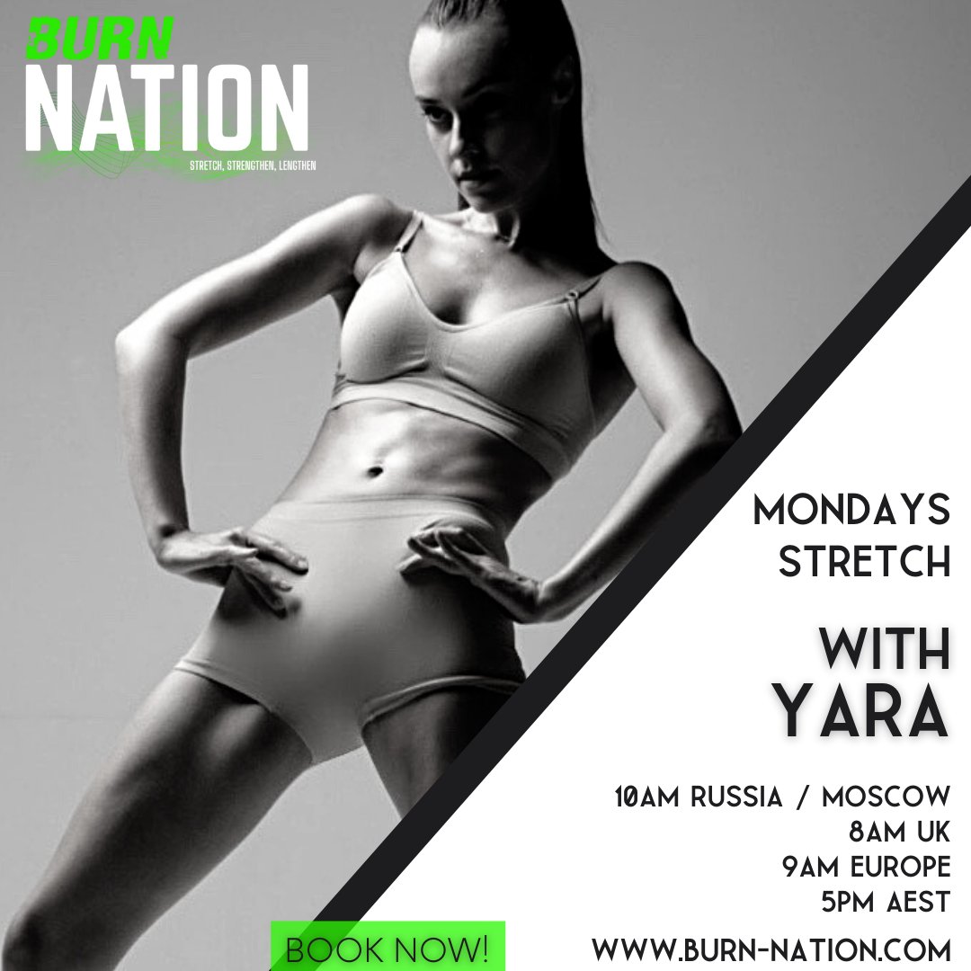 Join Burn the Floor star Yara, with her Monday stretch class on Burn Nation. You can book in here: burn-nation.com/class/26.-ssl-…