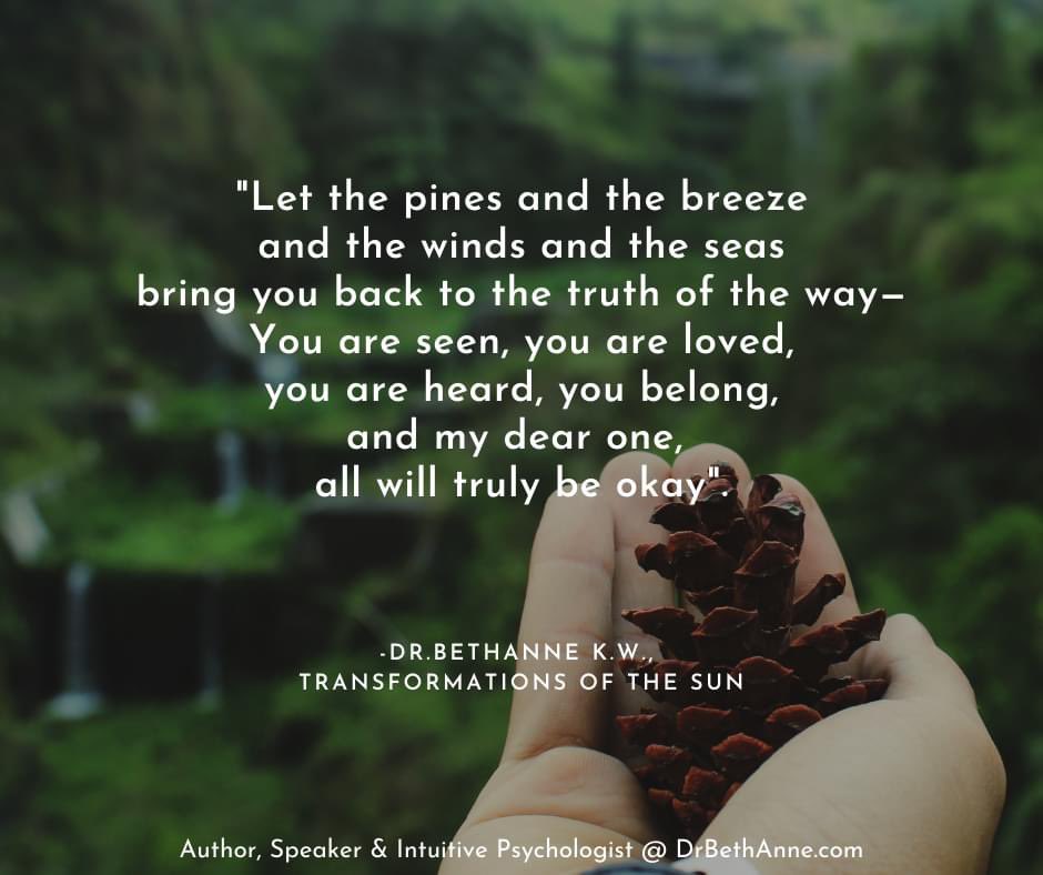 DrBethAnneKW's tweet photo. β¨
Soak in natureβs wisdom. ππ²π
β¨
.
.
Words from my book, Transformations Of The Sun: https://t.co/MlPrwZG6vC
.
.
β¨
.
.
#DrBethAnneKW #TransformationsOfTheSun #WordsOfWisdom #Nature #HSP #Empath #Introvert https://t.co/V3ReBBqaFn