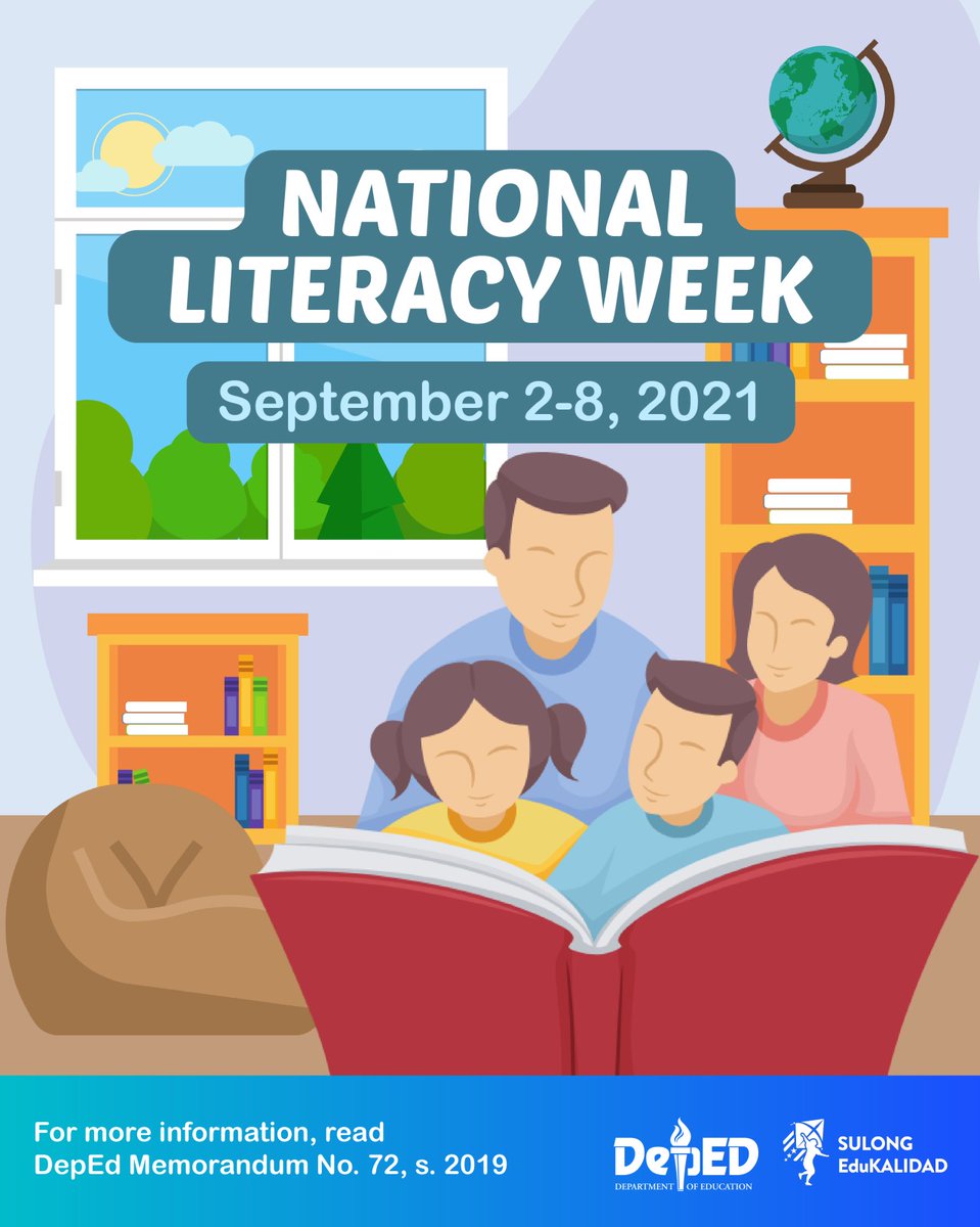 DepEd_PH's tweet photo. Happy National Literacy Week! 🎉📚

The period from September 2 to 8 every year is celebrated as the National Literacy Week, where DepEd along with its education stakeholders are enjoined to participate in various activities relevant to literacy programs. #NationalLiteracyWeek https://t.co/DIknwfsleQ