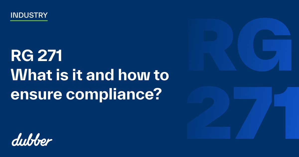 dubberapp's tweet photo. Are you ready for the October deadline for RG 271 ASIC regulation in Australia? 
Learn more about what it means for financial services and how Dubber's Unified Call Recording and Voice AI makes compliance easy.
https://t.co/d7QPWYLJm7 https://t.co/b1AefjuOzx