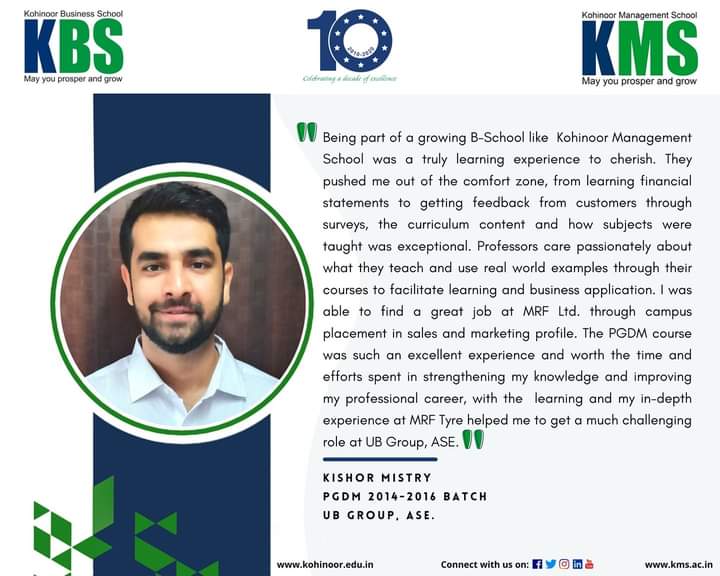 kbsmumbai's tweet photo. Kishor Mistry, PGDM 2014-16 Batch speaks about his 2 journey @kbsmumbai
#KMS #PGDM #PGDMAdmissionsOpen #Placements #MRFLtd #UBGroup #SuccessStory #Alumni https://t.co/nOYALyDJGz