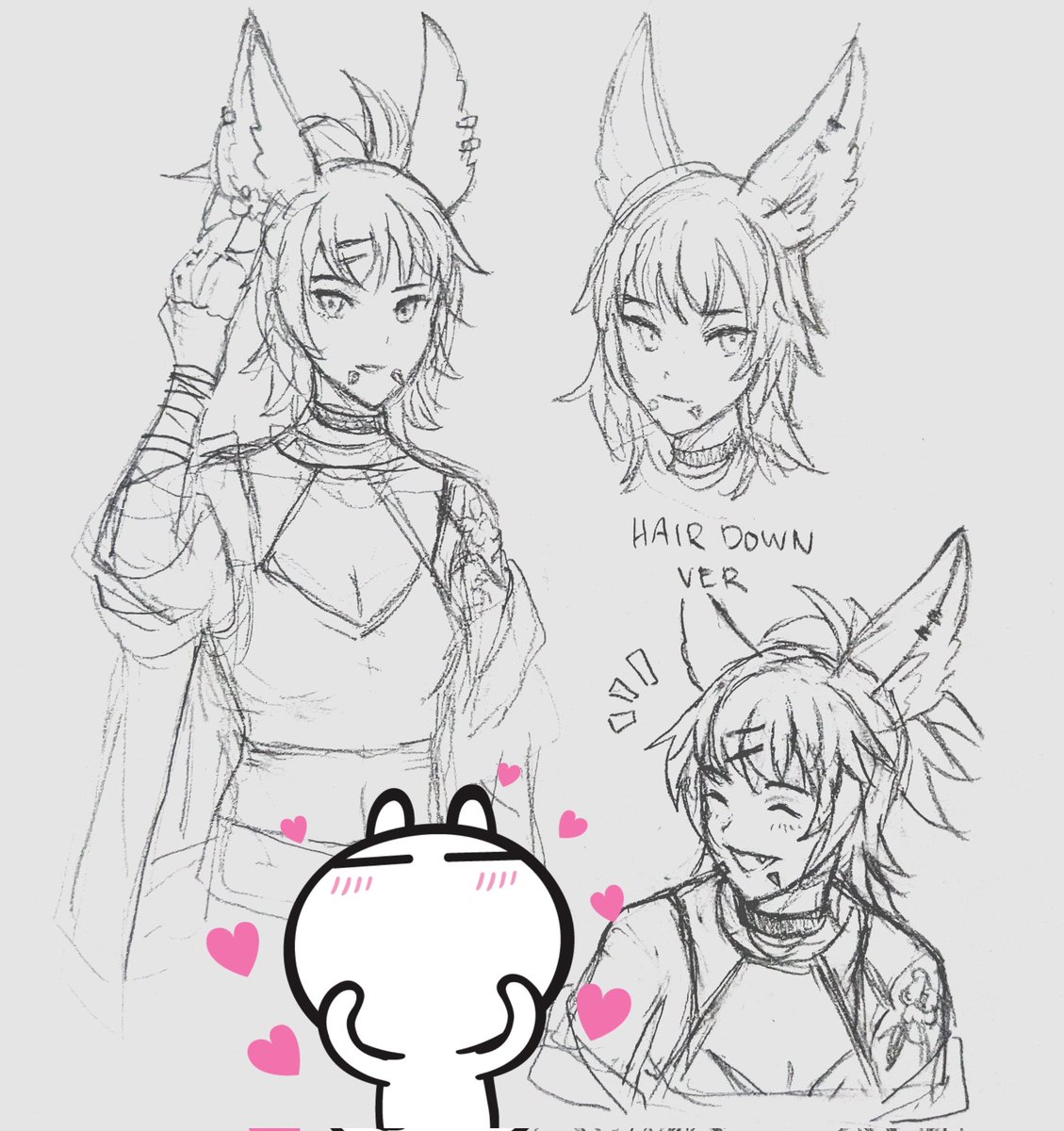 Happy #OCeptember!! I can't do digital stuff until the weekend so sketches will have to do ☺️ This is my OC, Jaime, who I've been working on for the past few months. She's a rocker wolf with a big heart ❤️