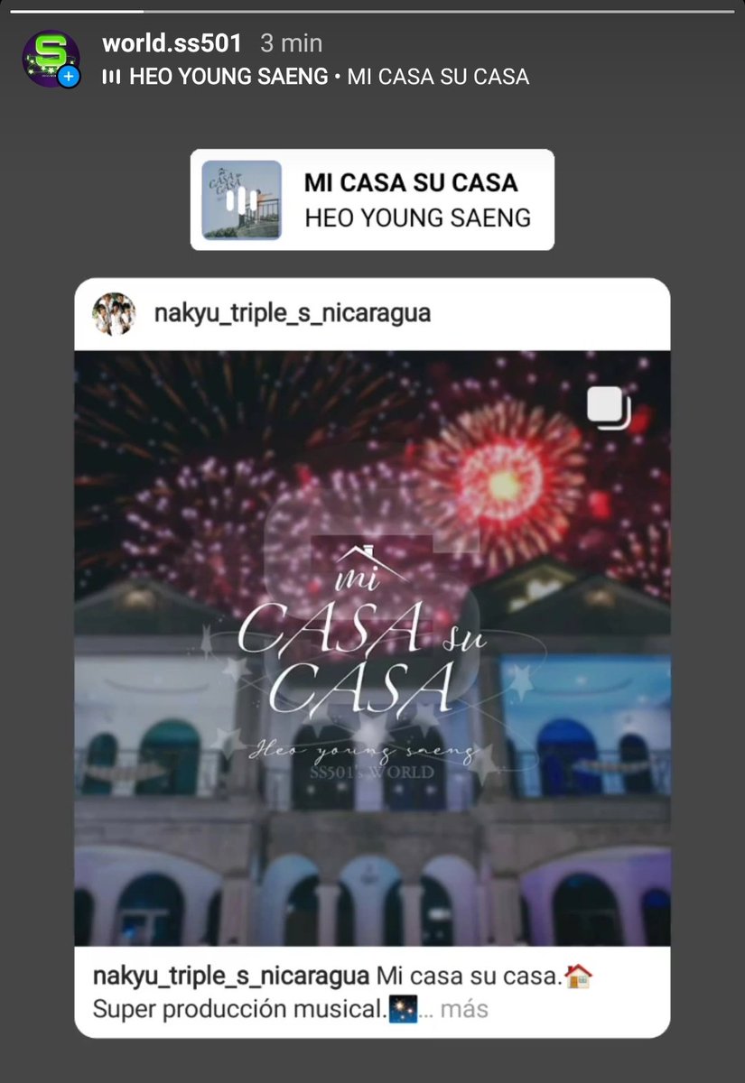 SS501TRIPLESNIC's tweet photo. MI CASA SU CASA YA ESTÁ DISPONIBLE PARA LAS HISTORIAS DE INSTAGRAM Y REELS
https://t.co/IQIZ5SjSPY
#MI_CASA_SU_CASA 🏠💚💜
#미카사수카사 #MYDOLL_ENTERTAINMENT
#SS501 #HeoYoungSaeng #TRIPLES #TRIPLESNICARAGUA #YES
#도블에스오공일 #heoyoungsaeng #허영생 #ダブルエスごーまるいち https://t.co/wNMjj0pmPo