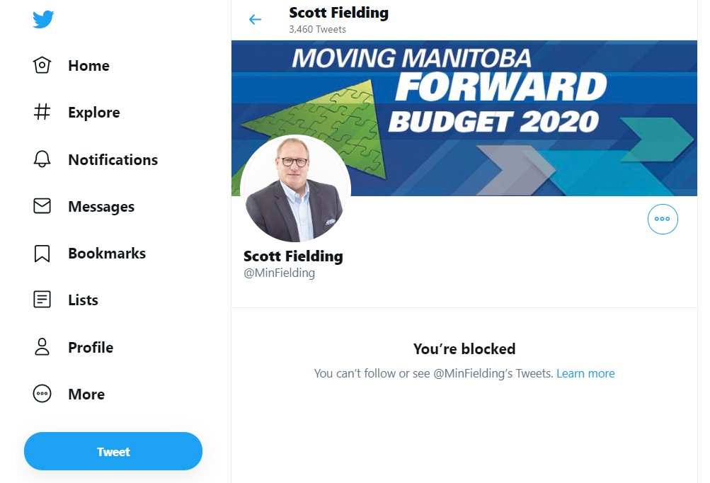 Dear Premier @mingoertzen, 

I appreciate the different tone you've set. I wonder what your thoughts are on Crown Ministers & MLA's blocking their own constituents. I'm never rude on social media. I ask honest questions. I live in Kirkfield Park. @MinFielding is my MLA.🗳️ #MbPoli