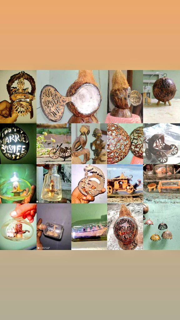 KrishnaswamySun's tweet image. இன்று தேங்காய் தினம் தேங்காய் ஓட்டில் எனது கைவண்ணங்கள்