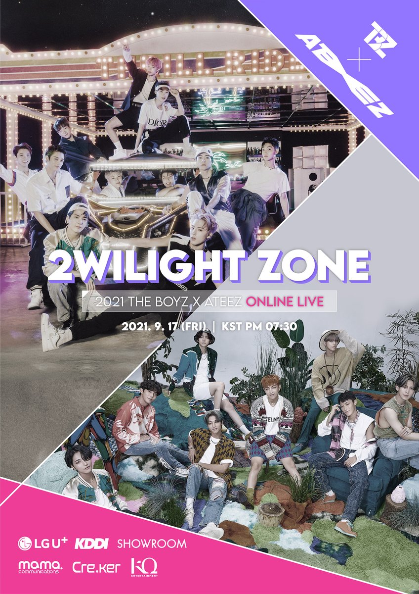2021 THE BOYZ X ATEEZ ONLINE LIVE : "2WILIGHT ZONE" 예매가 오픈되었습니다!
한국 🎫 mmt.fans/MBGV
글로벌🎫mmt.fans/MBa4

온라인 공연 #2WILIGHT_ZONE 에서 <a href="/Creker_THEBOYZ/">☁️</a> 와 <a href="/ATEEZofficial/">ATEEZ(에이티즈)</a> 를 만나보세요

🗓️9월 17일/ 7:30PM KST
#THEBOYZ #더보이즈 #ATEEZ #에이티즈