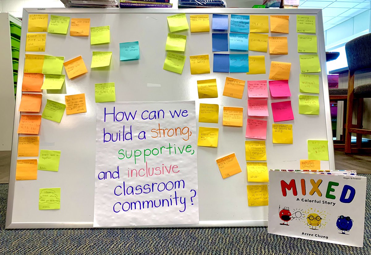 NinjaFoo's tweet photo. Mixed by @arreechung was the perfect book to pair with my 4th grade classroom community activity today.  My students thought it was also cool that some of my online art lessons @StorytellerAdmy are taught by Aree. https://t.co/clX5Sd8Mdi