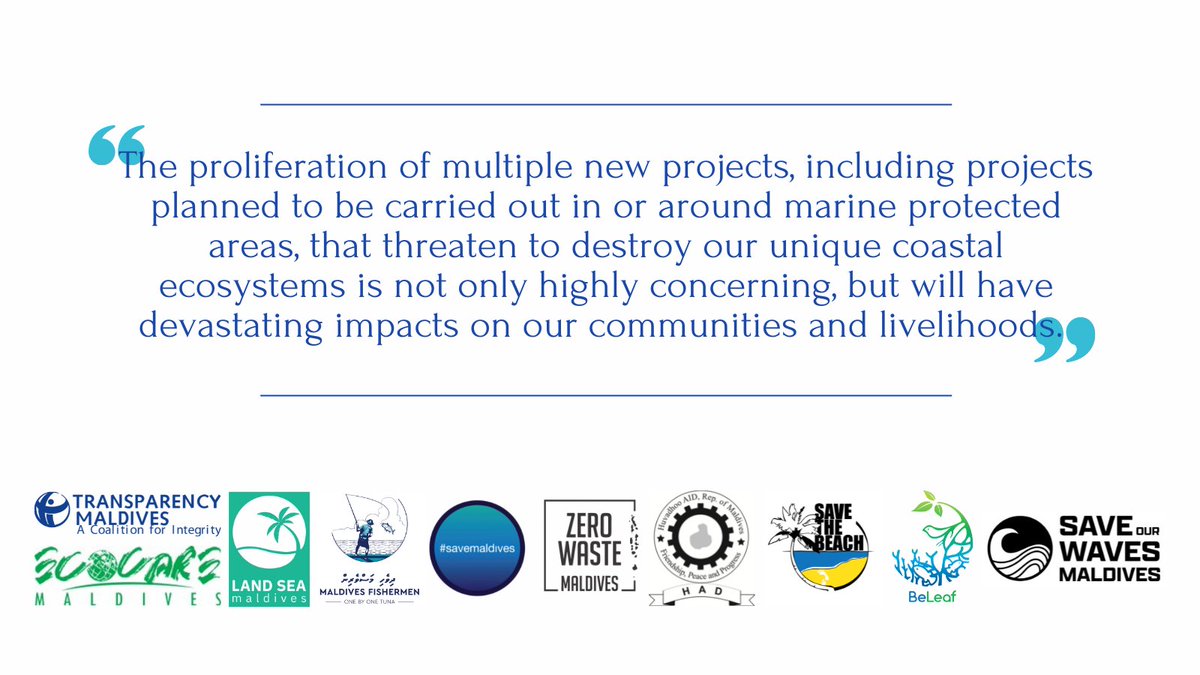 Transparency MV (@transparencymv) on Twitter photo Joint Statement by <a href="/TransparencyMV/">Transparency MV</a>, <a href="/ecocare_mv/">Ecocare Maldives</a>, <a href="/SaveMaldivesMV/">#SaveMaldives Campaign</a>, <a href="/BeLeafMv/">BeLeaf Maldives</a>, <a href="/SavetheBeachVM/">Save the Beach</a>, <a href="/ZeroWasteMv/">Zero Waste Maldives</a>, <a href="/HuvadhooAid/">Huvadhoo Aid</a>, <a href="/landseamaldives/">LandSea Maldives</a> and <a href="/saveourwavesmv/">Save our Waves</a> calling for the proper management of Marine Protected Areas: transparency.mv/v16/2021/09/joβ¦ Joint Statement by <a href="/TransparencyMV/">Transparency MV</a>, <a href="/ecocare_mv/">Ecocare Maldives</a>, <a href="/SaveMaldivesMV/">#SaveMaldives Campaign</a>, <a href="/BeLeafMv/">BeLeaf Maldives</a>, <a href="/SavetheBeachVM/">Save the Beach</a>, <a href="/ZeroWasteMv/">Zero Waste Maldives</a>, <a href="/HuvadhooAid/">Huvadhoo Aid</a>, <a href="/landseamaldives/">LandSea Maldives</a> and <a href="/saveourwavesmv/">Save our Waves</a> calling for the proper management of Marine Protected Areas: transparency.mv/v16/2021/09/joβ¦