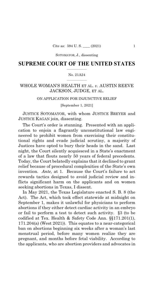 BrettClarkson_'s tweet photo. “The court’s order is stunning.” Here is Supreme Court Justice Sonia Sotomayor’s dissent: https://t.co/grLcdFYgql