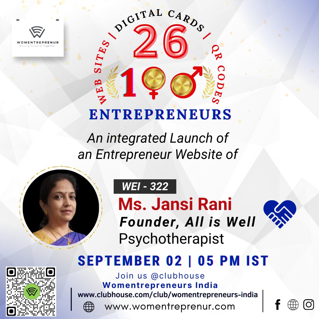Womentrepren21's tweet photo. இன்று (02/09/2021) மாலை 5 மணிக்கு "WEI -Womentrepreneurs India"   இணையத்தளத்தில்   
"  ALL IS WELL"  உரிமையாளர்  திருமதி. ஜான்சி ராணி அவர்களின் இணையப்பக்கத்தின்  துவக்கமானது, கிளப்ஹவுஸில்
 நடைபெறவுள்ளது.
அனைவரும் கலந்துக்  கொள்ளுமாறு  அன்புடன் அழைக்கிறோம். 
#WomentrepreneursIndia https://t.co/irjFQIBCtP