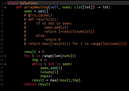 roubishkrpushk1's tweet image. #Leetcode #pythonSolution #please @comment
#Array Nesting
You are given an integer array nums of length n where nums is a permutation of the numbers in the range [0, n - 1].
Linke:leetcode.com/explore/challe…