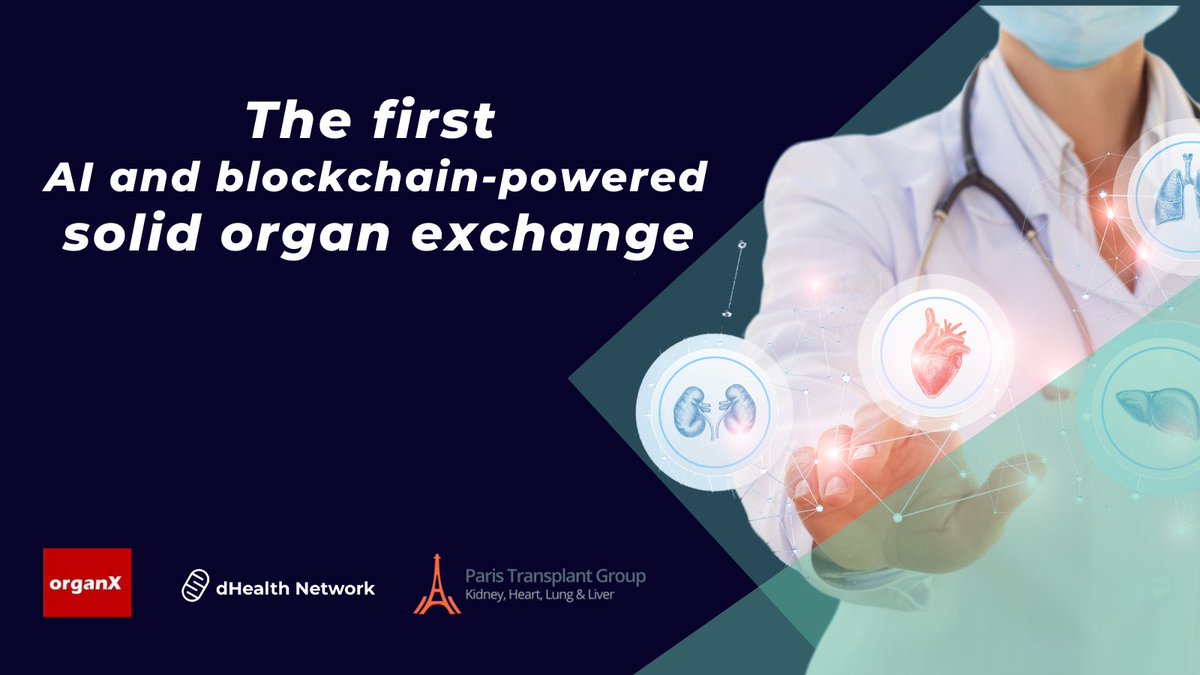 The first worldwide solid organ exchange to optimize the matching between donor and potential recipients.
#dHealth is proud of the partnership with <a href="/ParisTxGroup/">Paris Transplant Group</a> and <a href="/OrganX_Official/">OrganX</a>
dhealth.network/2021/09/01/org…
#globalhealth #HealthTech
