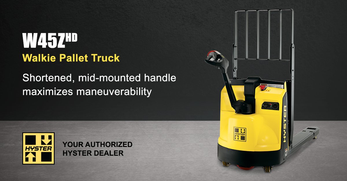 As your authorized Hyster® dealer we want to help you get a generous instant rebate with your new Hyster lift truck. Get up to $500* on the Hyster® W45ZHD Walkie now through December 31, 2019. *Conditions apply.