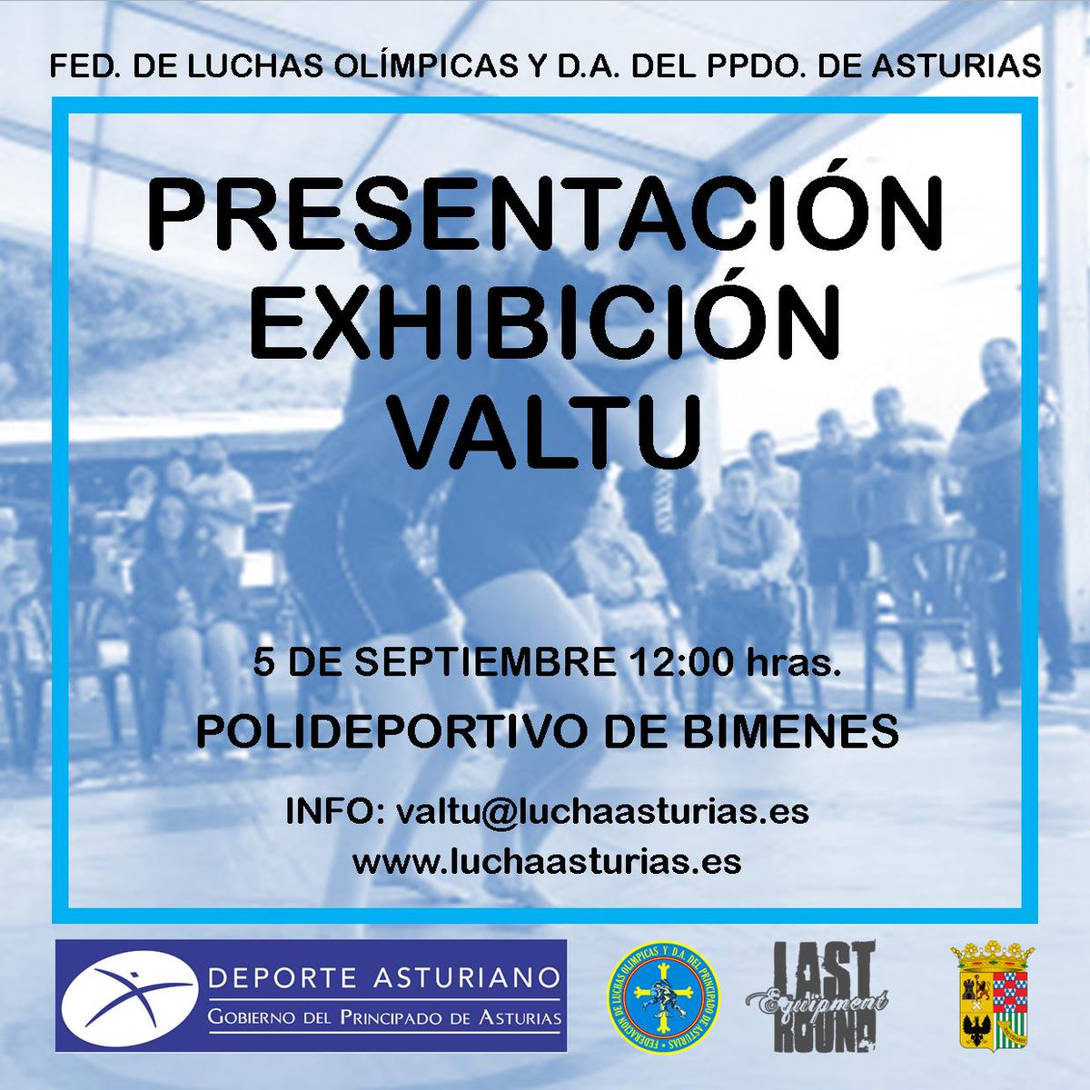 Ayto_Bimenes's tweet photo. 🌍UN ACONTECIMIENTO HISTÓRICO EN BIMENES🌍

Este próximo domingo, 5 de septiembre, se va realizar una homologación de monitor de valtu dirigida a técnicos de la federación, ofreciéndose a continuación una exhibición de 🤼lucha asturiana🤼 en el poli de San Julián de Bimenes. https://t.co/eZJfnFErxd