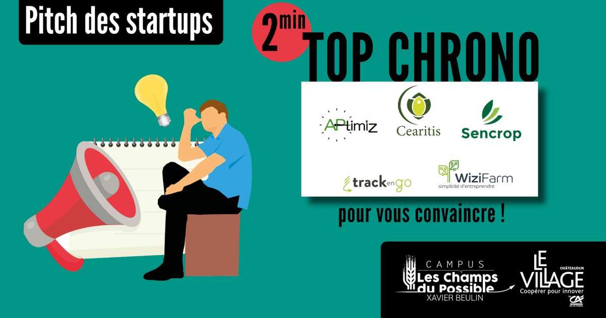 [🎉Event] #CoFarm'in Beauce
5 startups pitcheront le 10/09 aux <a href="/champspossible/">Campus Les Champs du Possible - Village by CA</a> ! Elles auront 2min pour vous convaincre. Cap ? <a href="/aptimiz/">Aptimiz</a> #Cearitis <a href="/sencrop/">Sencrop, la météo connectée à vos cultures 🌡️❄️🌦</a> <a href="/trackengo/">TrackenGo</a> <a href="/wizifarm/">WiziFarm</a> 
#CoFarming #CoFarmingTour #champsdupossible #LeVillageByCA #cerfrance #CFT <a href="/AllianceCentre/">Alliance Centre</a> <a href="/Co_Farming/">#CoFarming</a>
