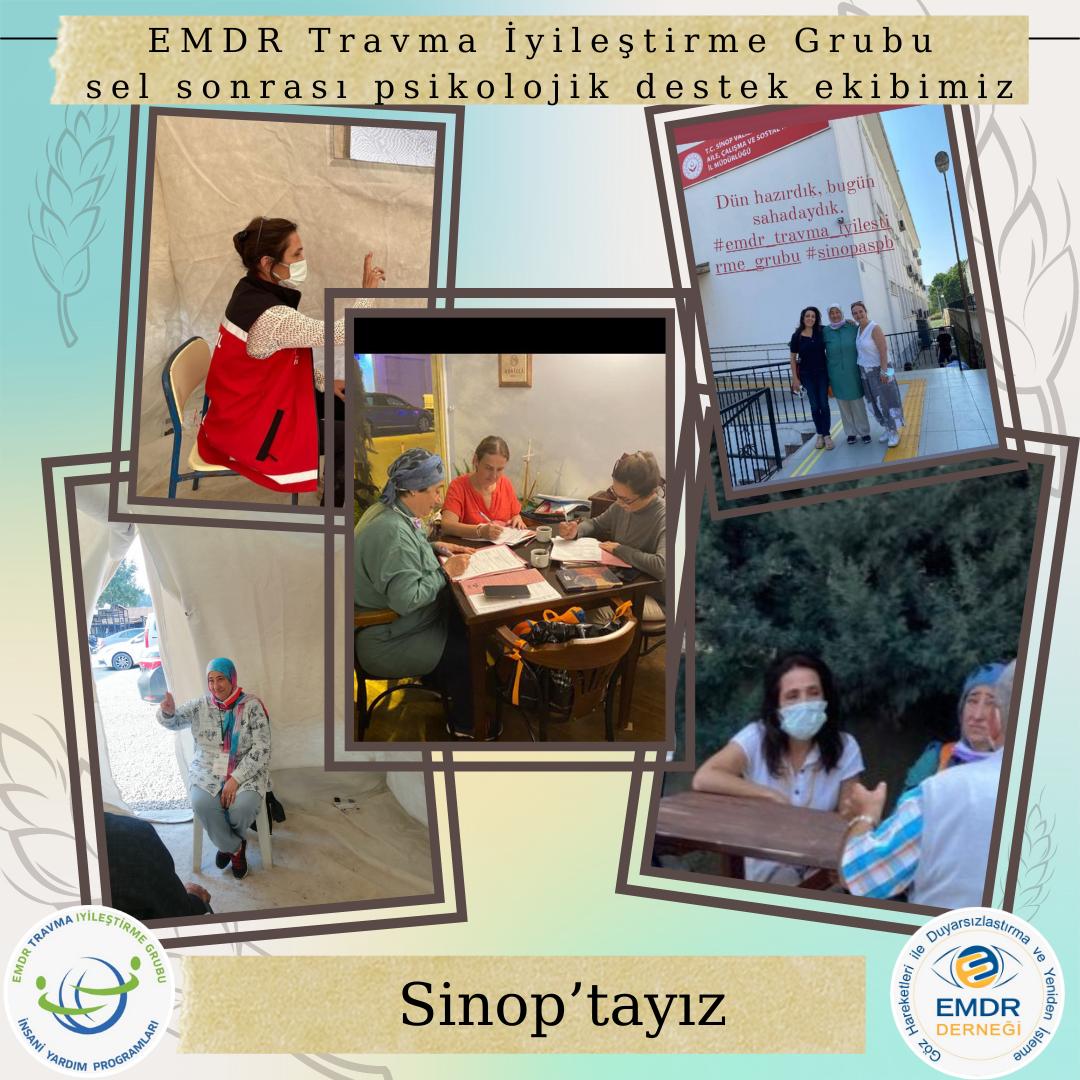 emdrhaptr's tweet photo. Sel felaketi bölgesinde 1. Ekibimiz görevi yeni arkadaşlarımıza devretti. 
#EMDRTravmaiyileştirmegrubu #hepimizgönüldengönüllüydük
#sinop
#selfelaketi 
#onlineheryerdeyiz 
#yüzyüzesahadayız 
@emdrtr https://t.co/pXiCxlrB15