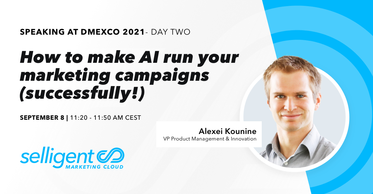 selligentDE's tweet photo. [#DMEXCO MASTERCLASS 💻]  Wie funktioniert Personalisierung mit #KI? Finde es raus – mit Alexei Kounine auf der @dmexco !​ https://t.co/8XurqriKIp 
#Personalisierung #DigitalMarketing #AI https://t.co/swi1gcgCRt