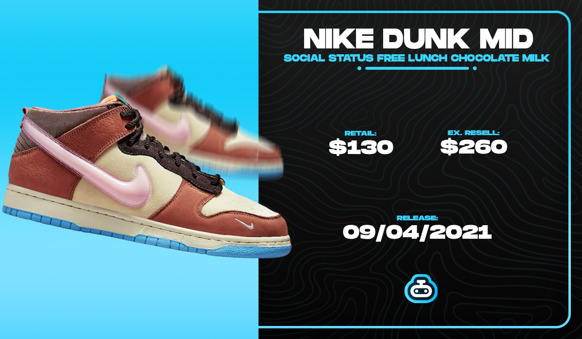 NIKE DUNK MID
"Social Status Free Lunch Chocolate Milk"

Social Status has announced the launch info surrounding their first “Free Lunch” Dunk style namely “Chocolate Milk” and "Strawberry Milk"😲🥵

Are you ready to take some heat🔥