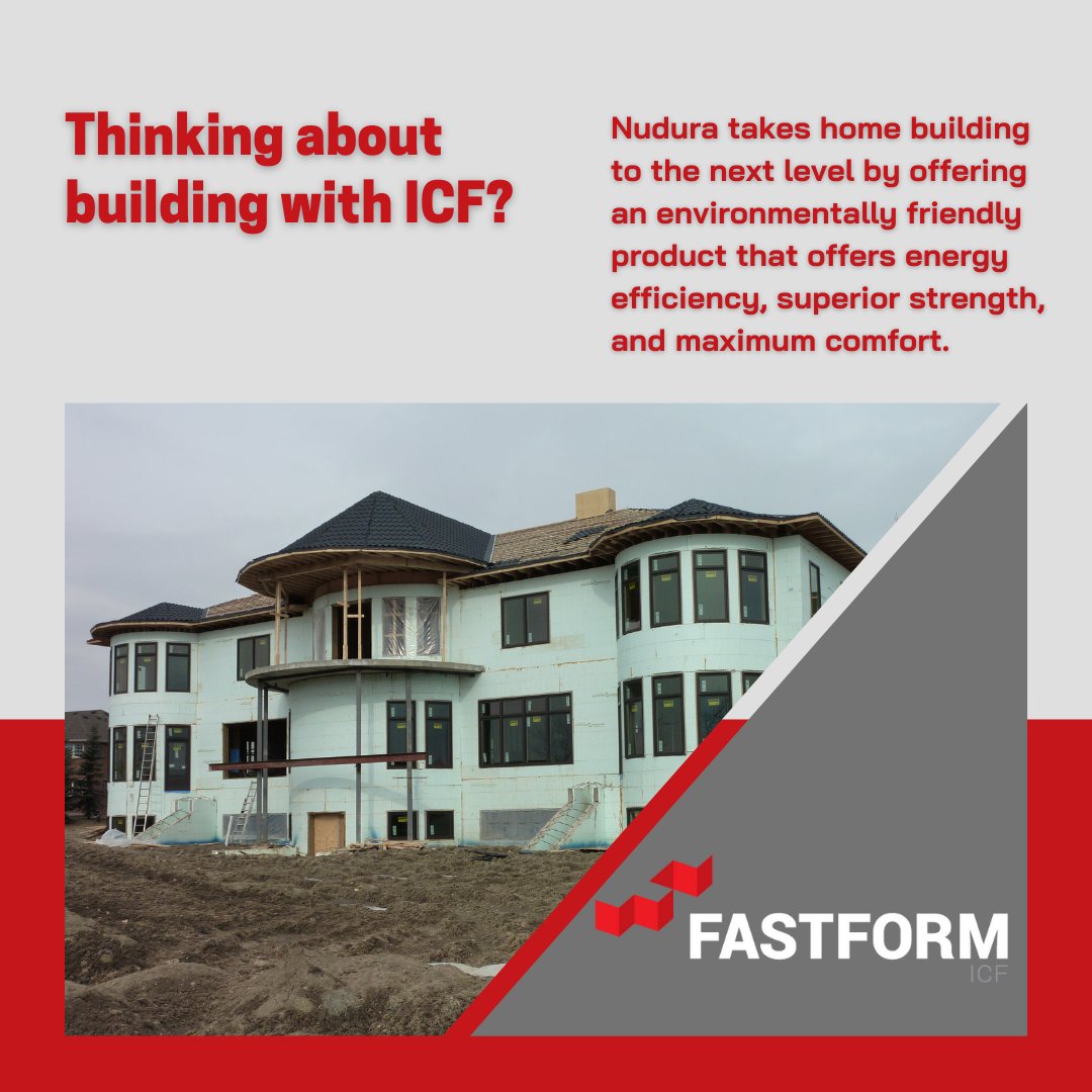 Choosing to use/build with <a href="/NUDURAICF/">NUDURA Insulated Concrete Forms</a> Series products also means you know that your building will have better R-value and thermal performance when compared to stick or metal buildings.  Built to last, #ICF homes are energy efficient, #durable and high quality!