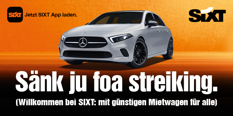 SixtDE's tweet photo. Sehr geehrte Fahrgäste, Ihr nächster Halt: die SIXT App. 😉 🚂 @DB_Bahn 
#streik #sixt #rent #share #ride https://t.co/HxhcrLnE0m
